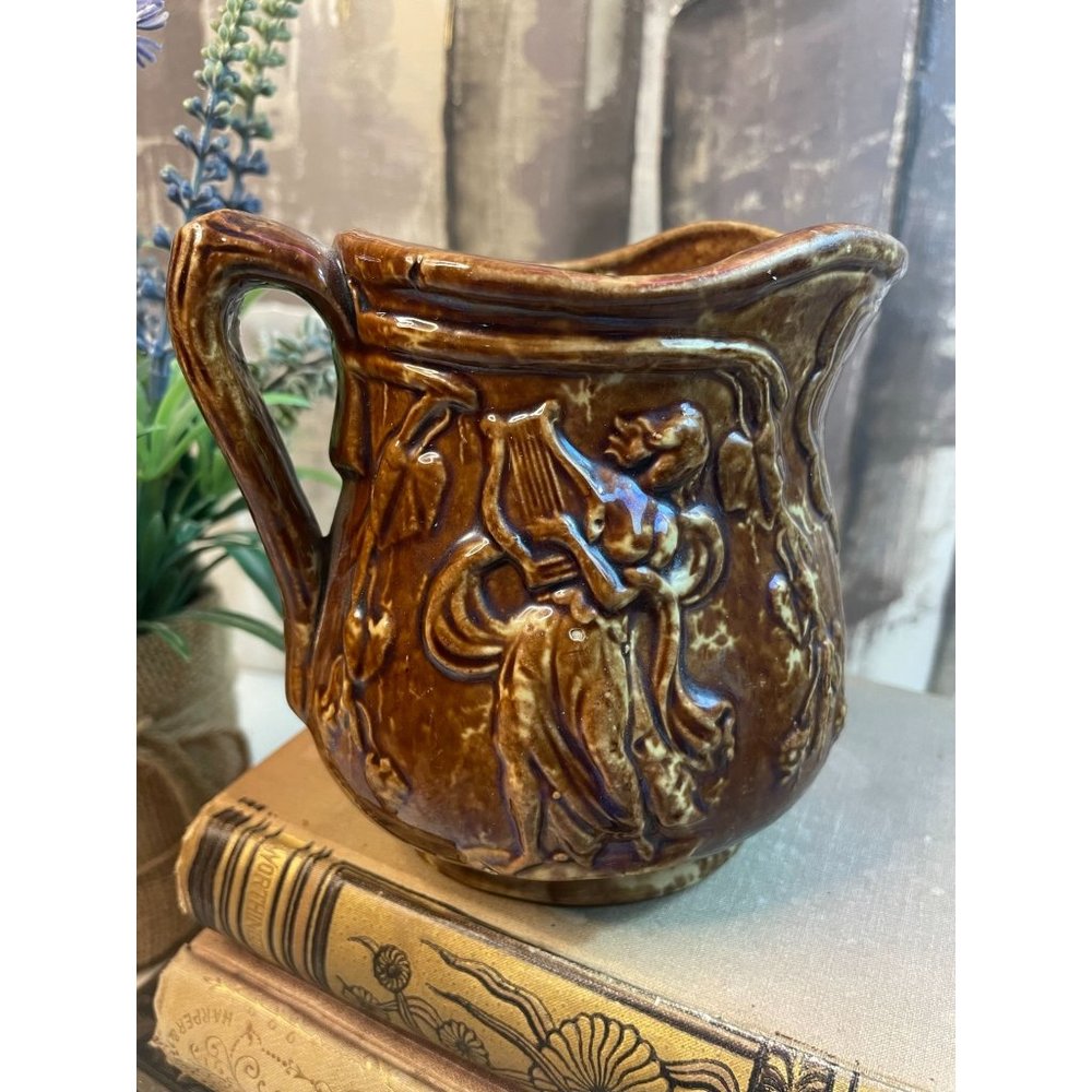 Vintage Bennington Yellow Ware Rockingham Pitcher Hunting Scene - Picture 4 of 10